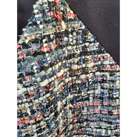 Boston Proper Womens Size 12 Sequins Tweed Blazer Black Panels Embellished Trim - Picture 3 of 9